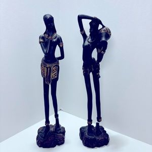 Vintage‎ Resin Black African Peasant lot of 2